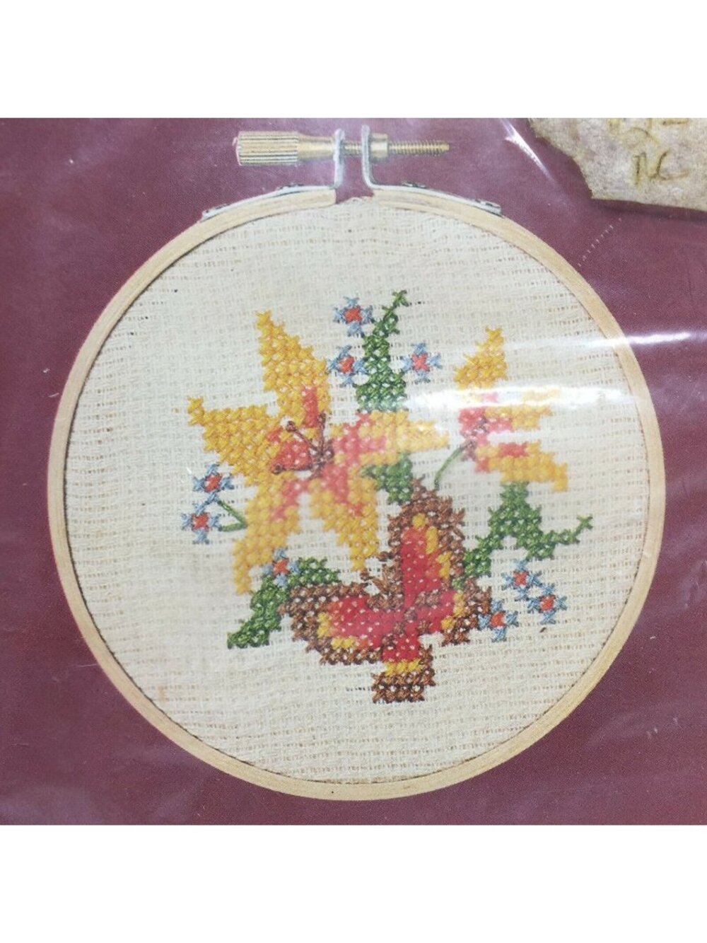 Vogart Crafts Lilies Counted Cross Stitch With Wooden Embroidery Hoop Craft Kit